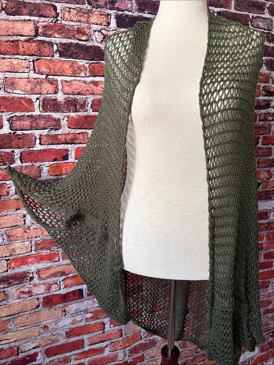 Francesca's Collections Sweaters - Francesca's Olive Open Weave Sweater Cardigan Shawl Slouchy Arm One Size